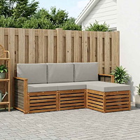 vidaXL Utomhussoffset med kudde 4 pcs Naturlig och ljusgrå