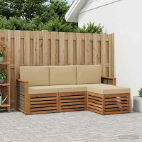 vidaXL Utomhussoffset med kudde 4 pcs Naturlig och Beige