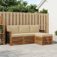 vidaXL Utomhussoffset med kudde 4 pcs Naturlig och Beige