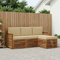 vidaXL Utomhussoffset med kudde 4 pcs Naturlig och Beige
