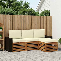 vidaXL Utomhussoffset med kudde 4 pcs Naturlig och Grädde