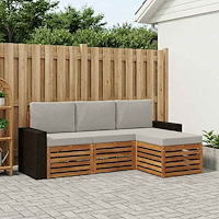 vidaXL Utomhussoffset med kudde 4 pcs Naturlig och ljusgrå