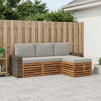 vidaXL Utomhussoffset med kudde 4 pcs Naturlig och ljusgrå