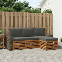 vidaXL Utomhussoffset med kudde 4 pcs Naturlig och Antracit