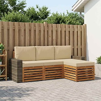 vidaXL Utomhussoffset med kudde 4 pcs Naturlig och Beige