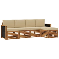 vidaXL Utomhussoffset med kudde 5 pcs Naturlig och Beige