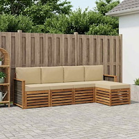 vidaXL Utomhussoffset med kudde 5 pcs Naturlig och Beige