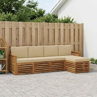 vidaXL Utomhussoffset med kudde 5 pcs Naturlig och Beige