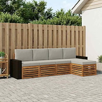 vidaXL Utomhussoffset med kudde 5 pcs Naturlig och ljusgrå