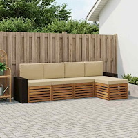 vidaXL Utomhussoffset med kudde 5 pcs Naturlig och Beige