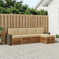 vidaXL Utomhussoffset med kudde 5 pcs Naturlig och Beige