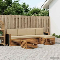 vidaXL Utomhussoffset med kudde 6 pcs Naturlig och Beige
