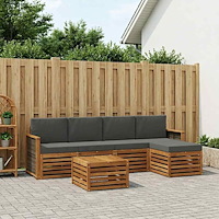 vidaXL Utomhussoffset med kudde 6 pcs Naturlig och Antracit