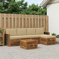 vidaXL Utomhussoffset med kudde 6 pcs Naturlig och Beige