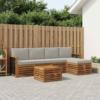 vidaXL Utomhussoffset med kudde 6 pcs Naturlig och ljusgrå