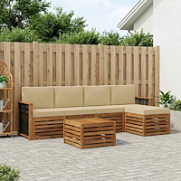 vidaXL Utomhussoffset med kudde 6 pcs Naturlig och Beige
