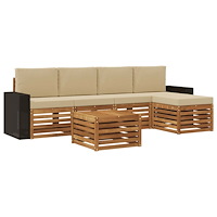 vidaXL Utomhussoffset med kudde 6 pcs Naturlig och Beige