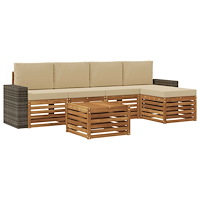 vidaXL Utomhussoffset med kudde 6 pcs Naturlig och Beige