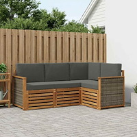 vidaXL Soffgrupper med kudde 4 pcs Massivt Akaciaträ
