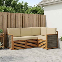 vidaXL Soffgrupper med kudde 4 pcs Massivt Akaciaträ