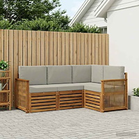 vidaXL Soffgrupper med kudde 4 pcs Massivt Akaciaträ