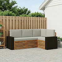 vidaXL Soffgrupper med kudde 4 pcs Massivt Akaciaträ