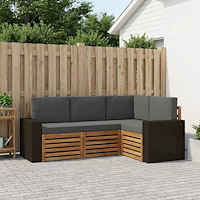 vidaXL Soffgrupper med kudde 4 pcs Massivt Akaciaträ