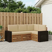 vidaXL Soffgrupper med kudde 4 pcs Massivt Akaciaträ