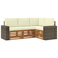 vidaXL Soffgrupper med kudde 4 pcs Massivt Akaciaträ