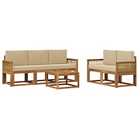 vidaXL Utomhussoffset 6 pcs Naturlig och Beige Polyester
