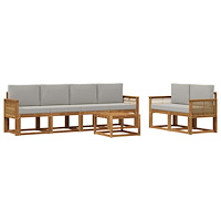 vidaXL Utomhussoffset 7 pcs Naturlig och ljusgrå Polyester