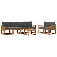 vidaXL Utomhussoffset 7 pcs Naturlig och Antracit Polyester