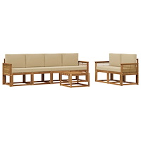 vidaXL Utomhussoffset 7 pcs Naturlig och Beige Polyester