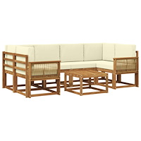 vidaXL Utomhussoffset 7 pcs Naturlig och Grädde Polyester