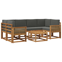 vidaXL Utomhussoffset 7 pcs Naturlig och Antracit Polyester