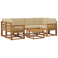vidaXL Utomhussoffset 7 pcs Naturlig och Beige Polyester