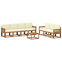 vidaXL Utomhussoffset 8 pcs Naturlig och Grädde Polyester