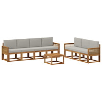 vidaXL Utomhussoffset 8 pcs Naturlig och ljusgrå Polyester