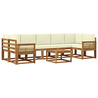vidaXL Utomhussoffset 8 pcs Naturlig och Grädde Polyester