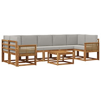 vidaXL Utomhussoffset 8 pcs Naturlig och ljusgrå Polyester