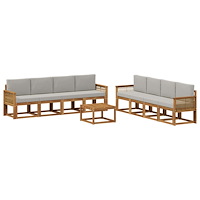 vidaXL Utomhussoffset 9 pcs Naturlig och ljusgrå Polyester