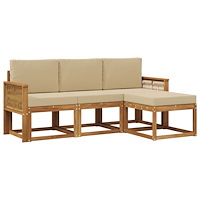 vidaXL Utomhussoffset 4 pcs Naturlig och Beige Polyester