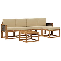 vidaXL Utomhussoffset 6 pcs Naturlig och Beige Polyester