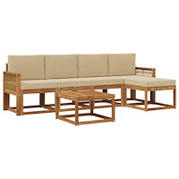 vidaXL Utomhussoffset 6 pcs Naturlig och Beige Polyester