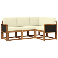 vidaXL Utomhussoffset 4 pcs Naturlig och Grädde Polyester