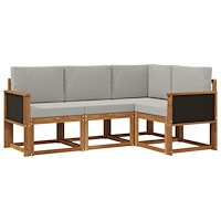 vidaXL Utomhussoffset 4 pcs Naturlig och ljusgrå Polyester