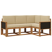 vidaXL Utomhussoffset 4 pcs Naturlig och Beige Polyester