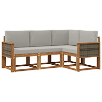 vidaXL Utomhussoffset 4 pcs Naturlig och ljusgrå Polyester