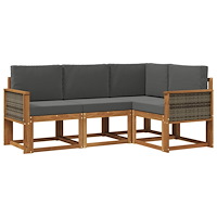 vidaXL Utomhussoffset 4 pcs Naturlig och Antracit Polyester