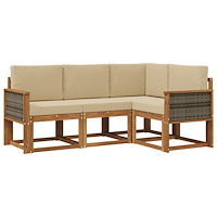 vidaXL Utomhussoffset 4 pcs Naturlig och Beige Polyester